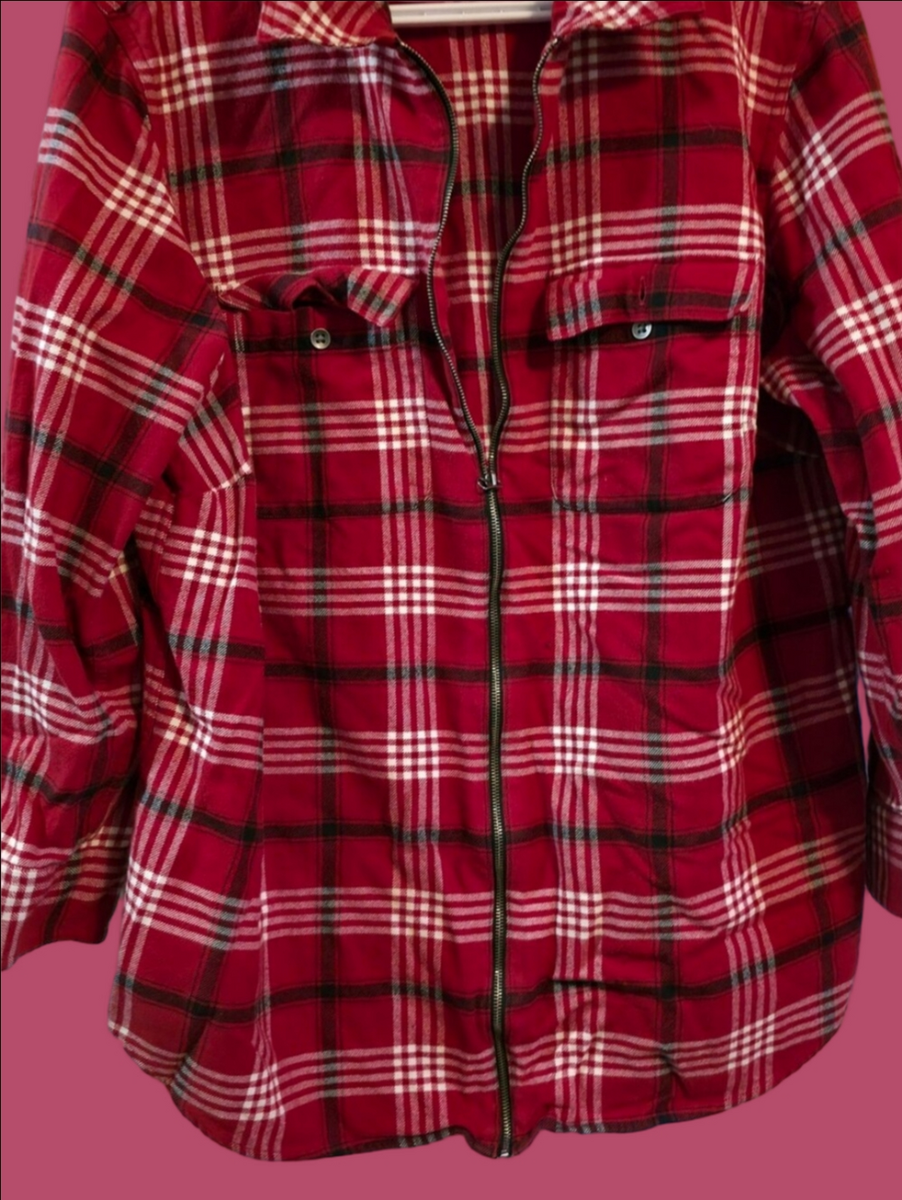 4/$67 Deal! Chaps Red Plaid Zip-Front Jacket
